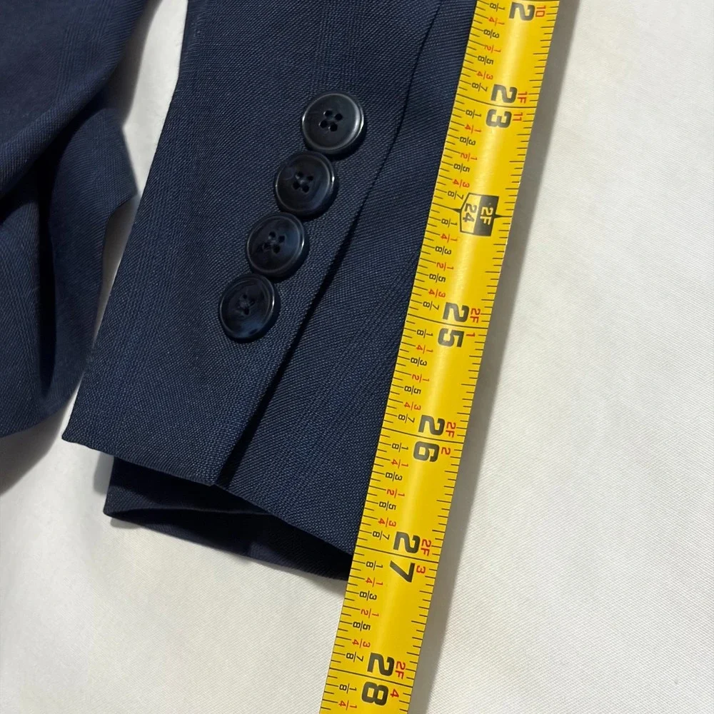 Nautica Blazer Jacket Mens 58 Navy Blue Check Stretch Single Breasted Business